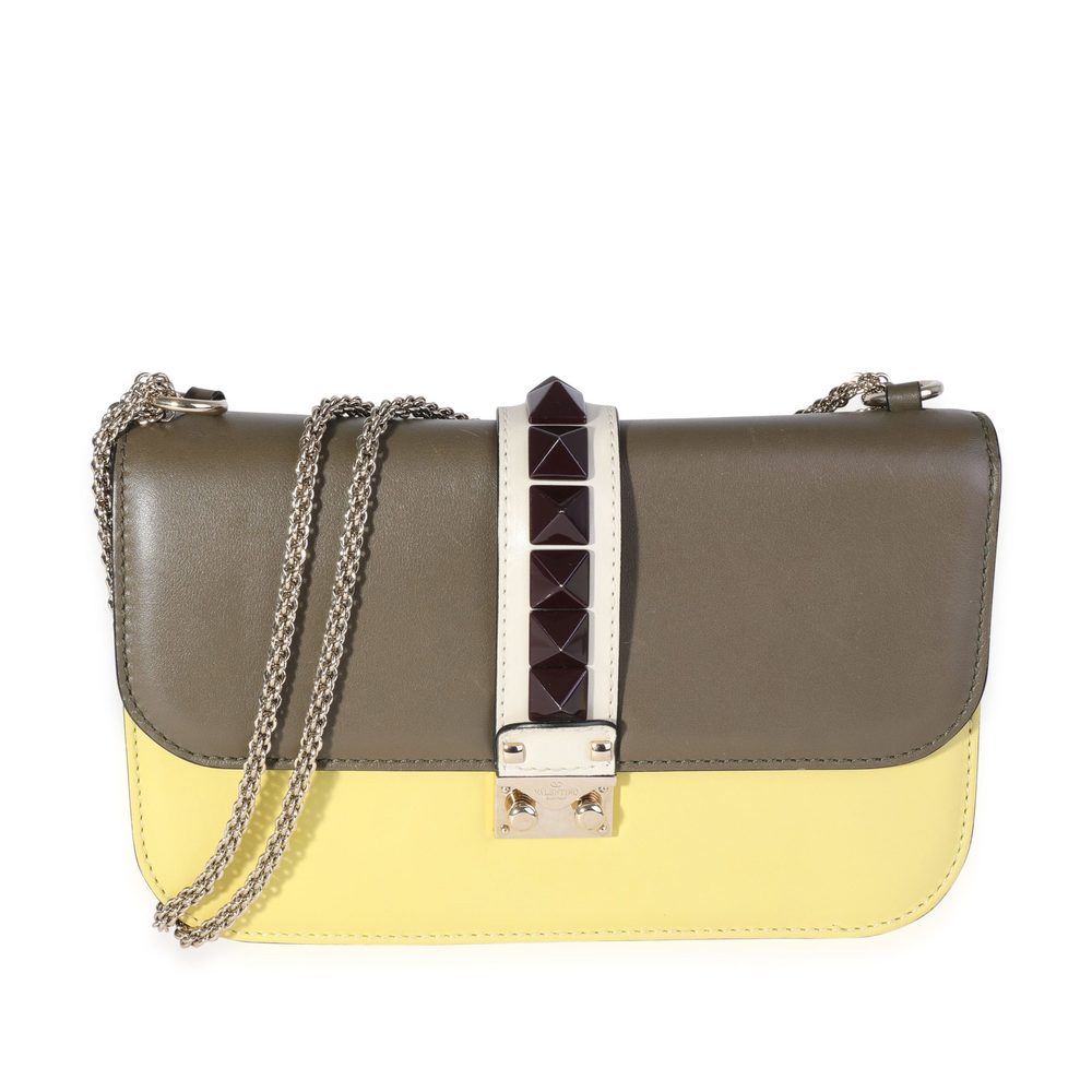 Valentino Leather Rockstud Glam Lock Medium Flap Bag